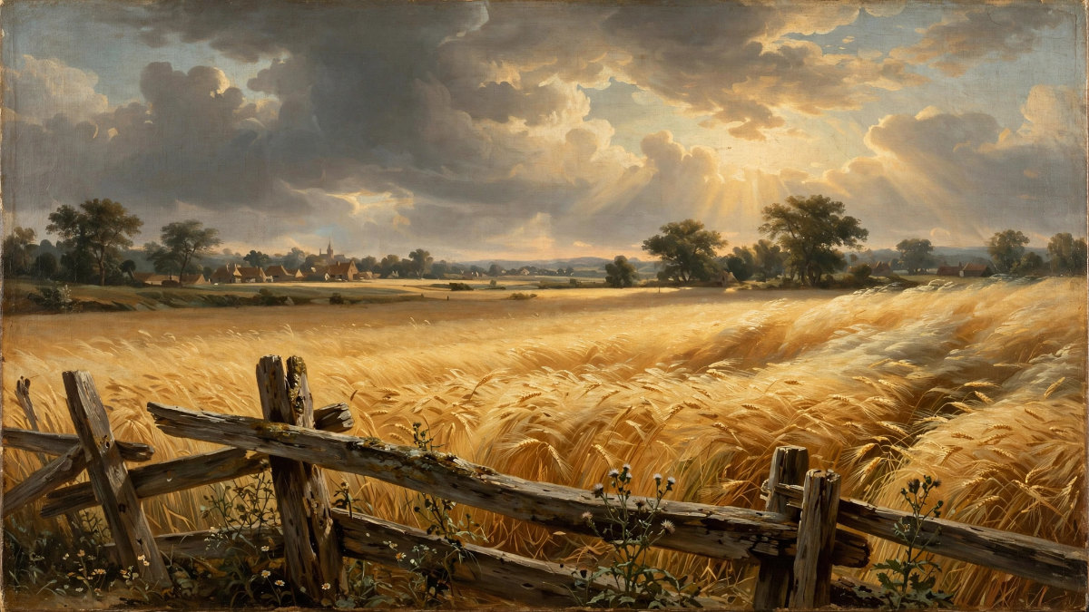 Houten hekje voor het korenveld in Auvers-sur-Oise, een schilderij van Apollo van Rijn.